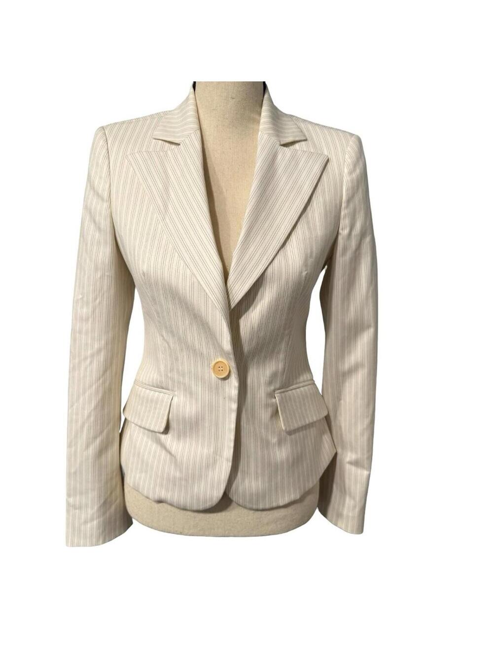 Sisley Cream Pin-Striped Blazer Size S